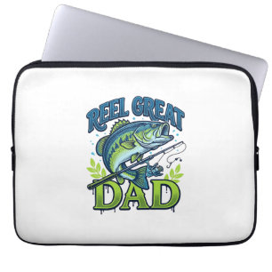 Reel Great Dad Bass Fishing Vintage Vector Design_ Laptop Sleeve