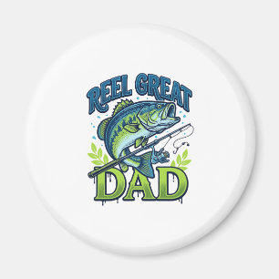 Reel Great Dad Bass Fishing Vintage Vector Design_ Magnet