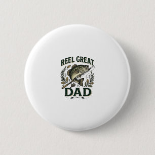 Reel Great Dad Vintage Fishing Father’s Day 6 Cm Round Badge
