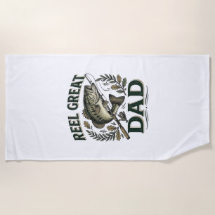 Reel Great Dad Vintage Fishing Father’s Day Beach Towel