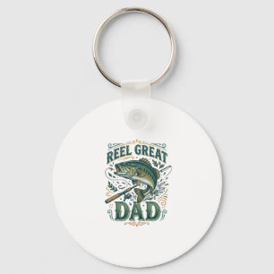 Reel Great Dad Vintage Fishing Father Shirt Design Key Ring