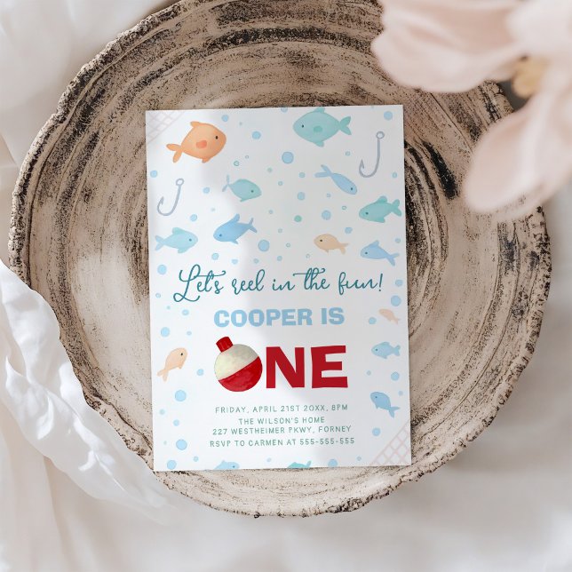 Reel In the Fun Fishing 1st Birthday Invitation (Creator Uploaded)