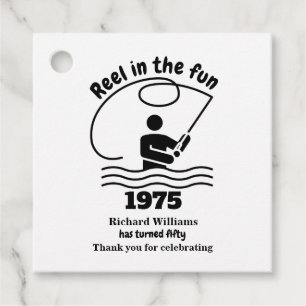 Reel in the Fun Modern Fisherman 50th Birthday Favour Tags