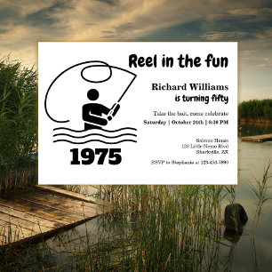 Reel in the Fun Modern Fisherman 50th Birthday Invitation