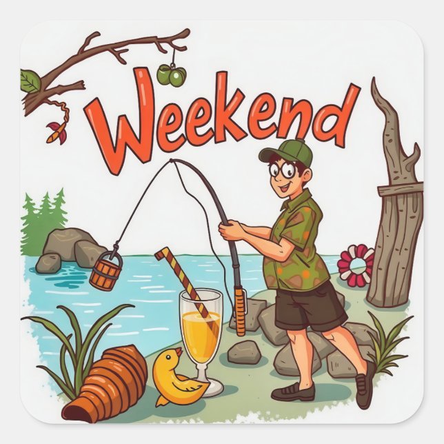 Reel in the Weekend: A Perfect Getaway Square Sticker (Front)