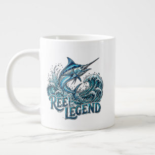 Reel Legend Marlin Ocean Fishing Design Large Coffee Mug