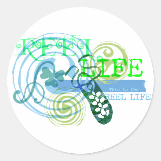 Reel Life in Blue Classic Round Sticker