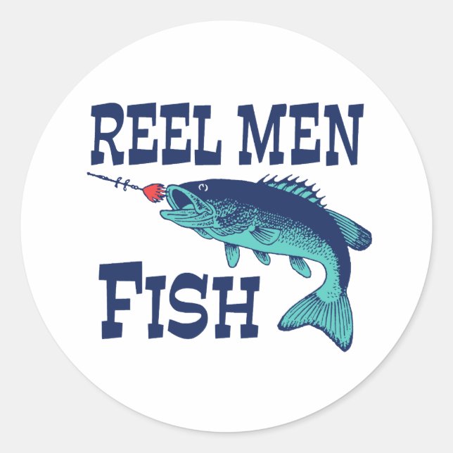 Reel Men Fish Classic Round Sticker (Front)