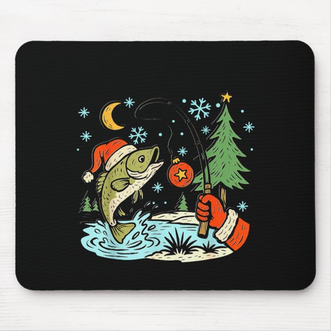 Reel Merry Christmas Fishing Funny Hook B Fi-shirt Mouse Pad (Front)