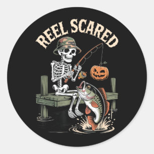 Reel Scared Funny Fishing Halloween Classic Round Sticker