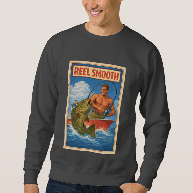 Reel Smooth Fisherman Retro Nautical Salty Fishing Sweatshirt (Front)