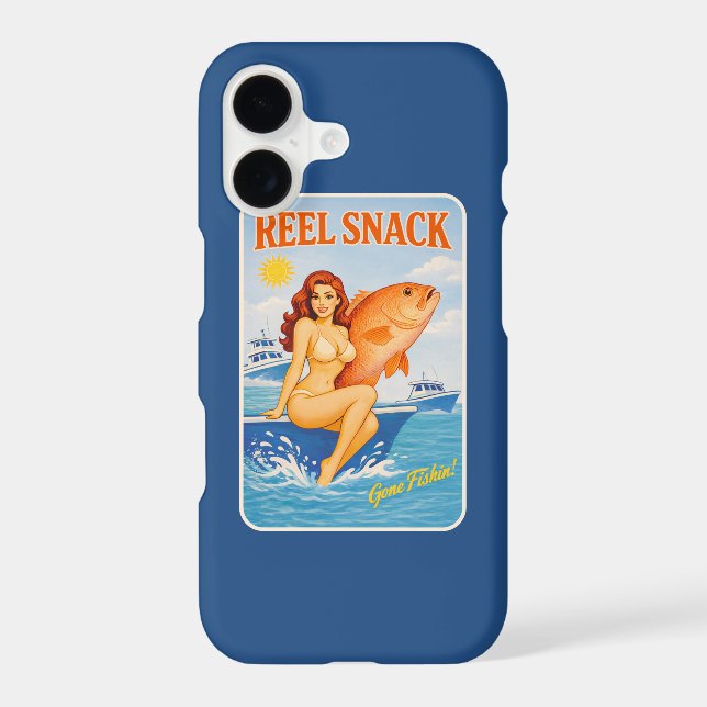 Reel Snack Retro Pin-Up Red Snapper Fishing Boater (Back)