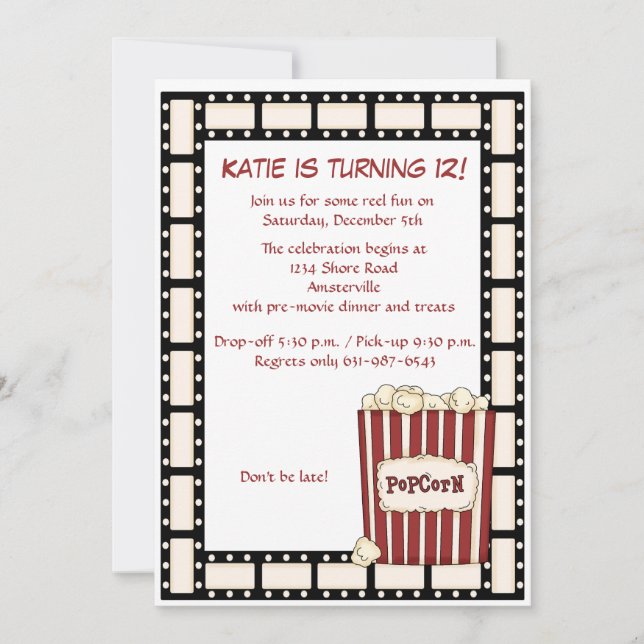 Reel Time Birthday Party Invitation (Front)