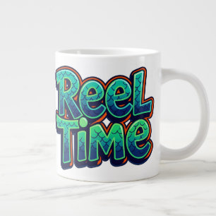 Reel Time Fishing Funny Pun Gift for Fisherman Large Coffee Mug
