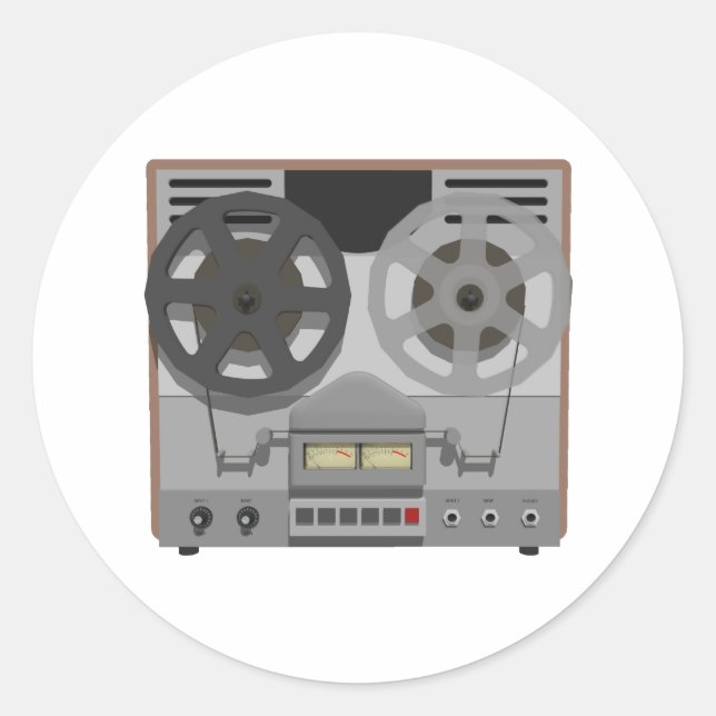 Reel to Reel Tape Player: 3D Model: Classic Round Sticker (Front)