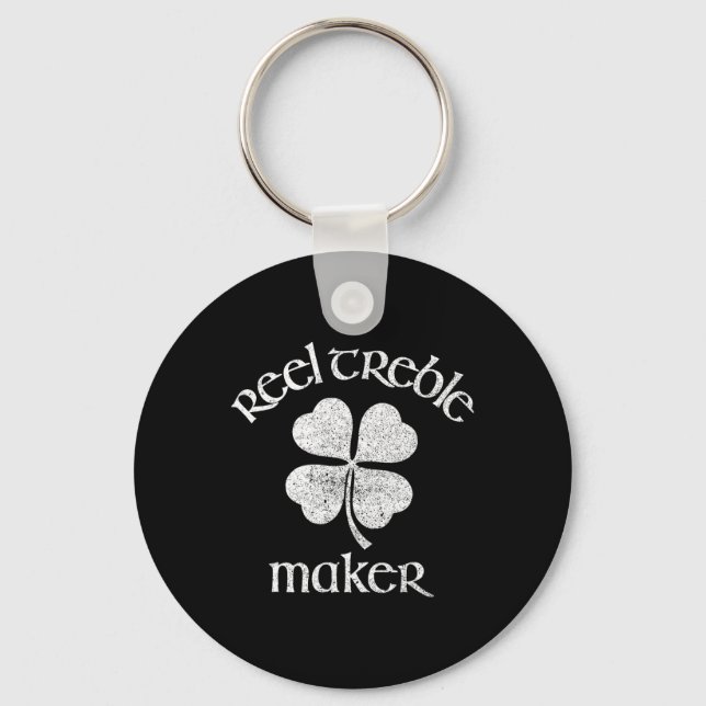 Reel Treble Maker Irish Dance Shamrock St Patricks Key Ring (Front)