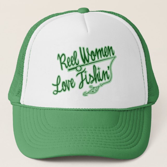 Reel Women Love Fishing womens outdoor Trucker Hat (Front)
