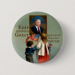 Reelect President Trump 6 Cm Round Badge