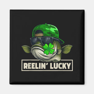 Reelin Lucky Funny Fishing St Patricks Day Magnet