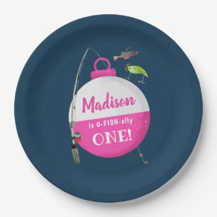 Reeling in the big ONE Fishing Birthday  Paper Plate