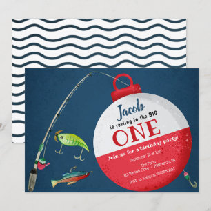 Reeling in the big ONE Fishing First Birthday Invitation