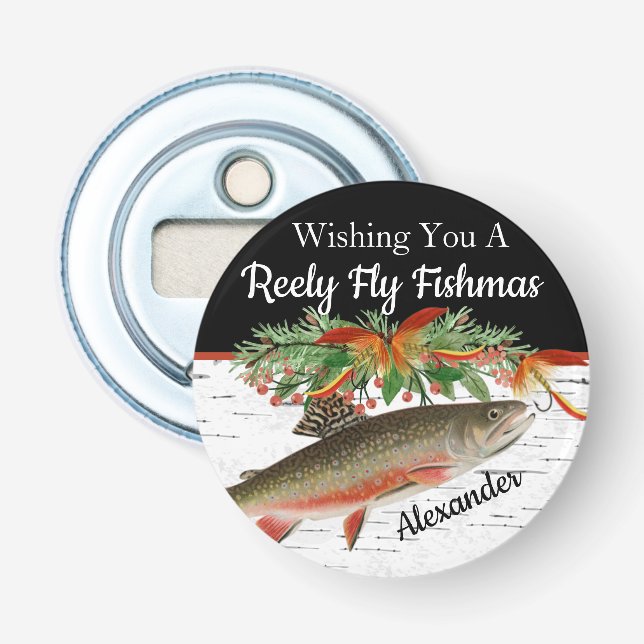  Reely Fly Fishmas  Fishing Christmas empty Small  Bottle Opener (Front)