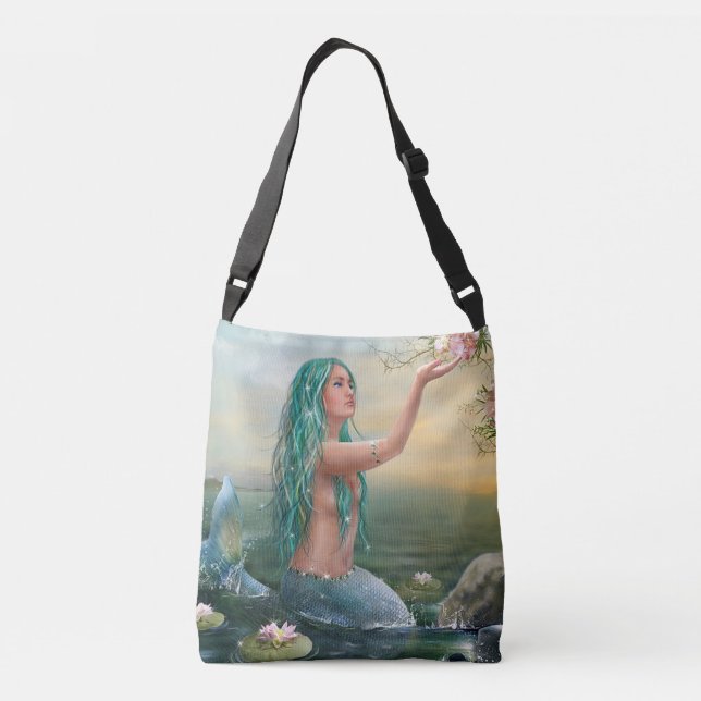 reen haired mermaid crossbody bag (Back)