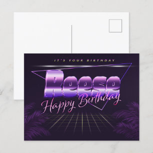 Reese Name Vorname lila Postkarte Geburtstag Postcard