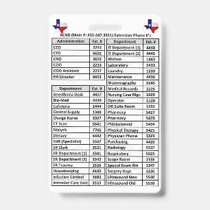 Reeves County RCHD Phone Numbers Badge ID Badge