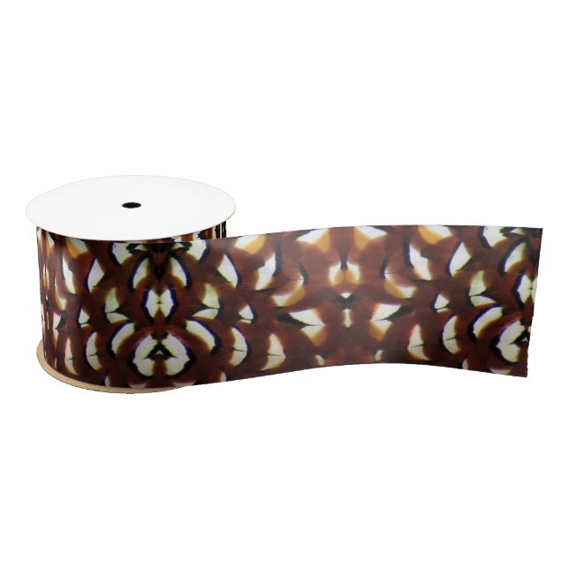 Reeve's Pheasant Brown Feather Design - Ribbon Satin Ribbon (Spool)