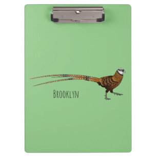 Reeves's pheasant bird cartoon illustration clipboard