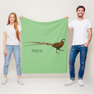 Reeves's pheasant bird cartoon illustration fleece blanket