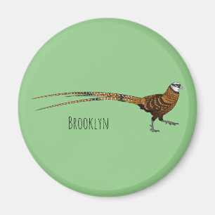 Reeves's pheasant bird cartoon illustration magnet