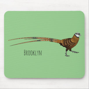 Reeves's pheasant bird cartoon illustration mouse pad