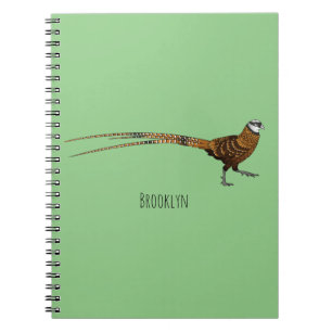 Reeves's pheasant bird cartoon illustration notebook