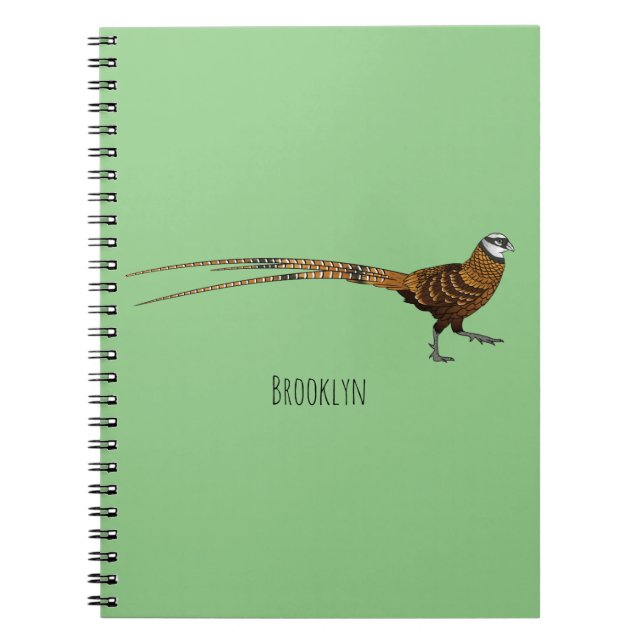 Reeves's pheasant bird cartoon illustration notebook (Front)