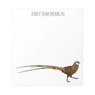 Reeves's pheasant bird cartoon illustration  notepad