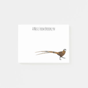 Reeves's pheasant bird cartoon illustration post-it notes