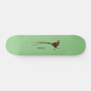 Reeves's pheasant bird cartoon illustration skateboard