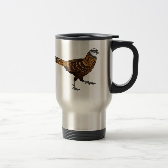 Reeves's pheasant bird cartoon illustration  travel mug (Right)
