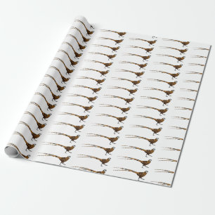 Reeves's pheasant bird cartoon illustration  wrapping paper
