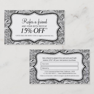 Refer a friend beauty or fashion paisley mono business card