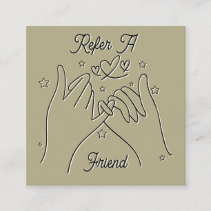 Refer a friend blush Wellness nature cute hands Square Business Card