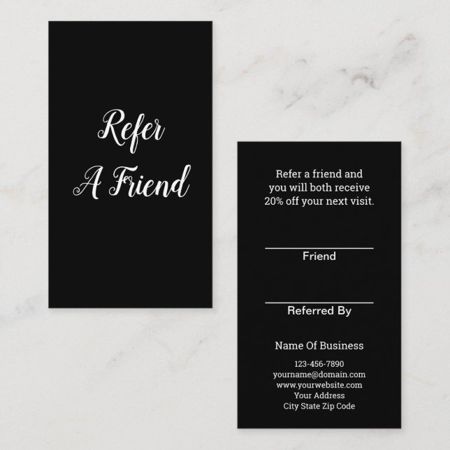 Refer A Friend Business Referral Business Cards (Front/Back)