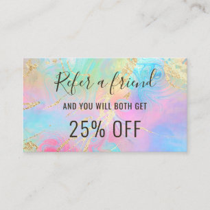 Refer a friend FAUX holographic effect Business Card