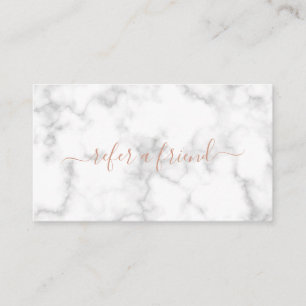 Refer a Friend Simple Elegant Rose Gold Marble Referral Card