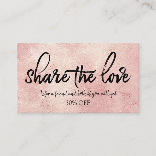 Refer A Friend Stylish Blush Foil Referral Card (Front)