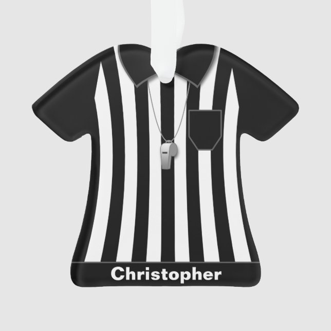 Referee Black Sleeves Uniform Personalised Ornament (Front)