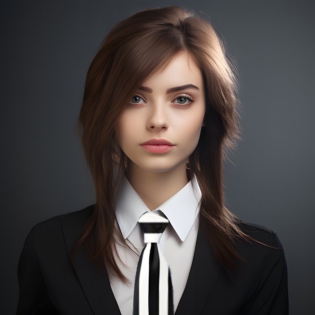 Referee Black & White Vertical Stripes Neck Tie (Pretty young woman wearing a referee striped, black and white vertical stripes necktie.
)