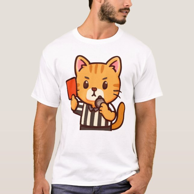 Referee Cat – Funny Soccer Red Card T-Shirt (Front)